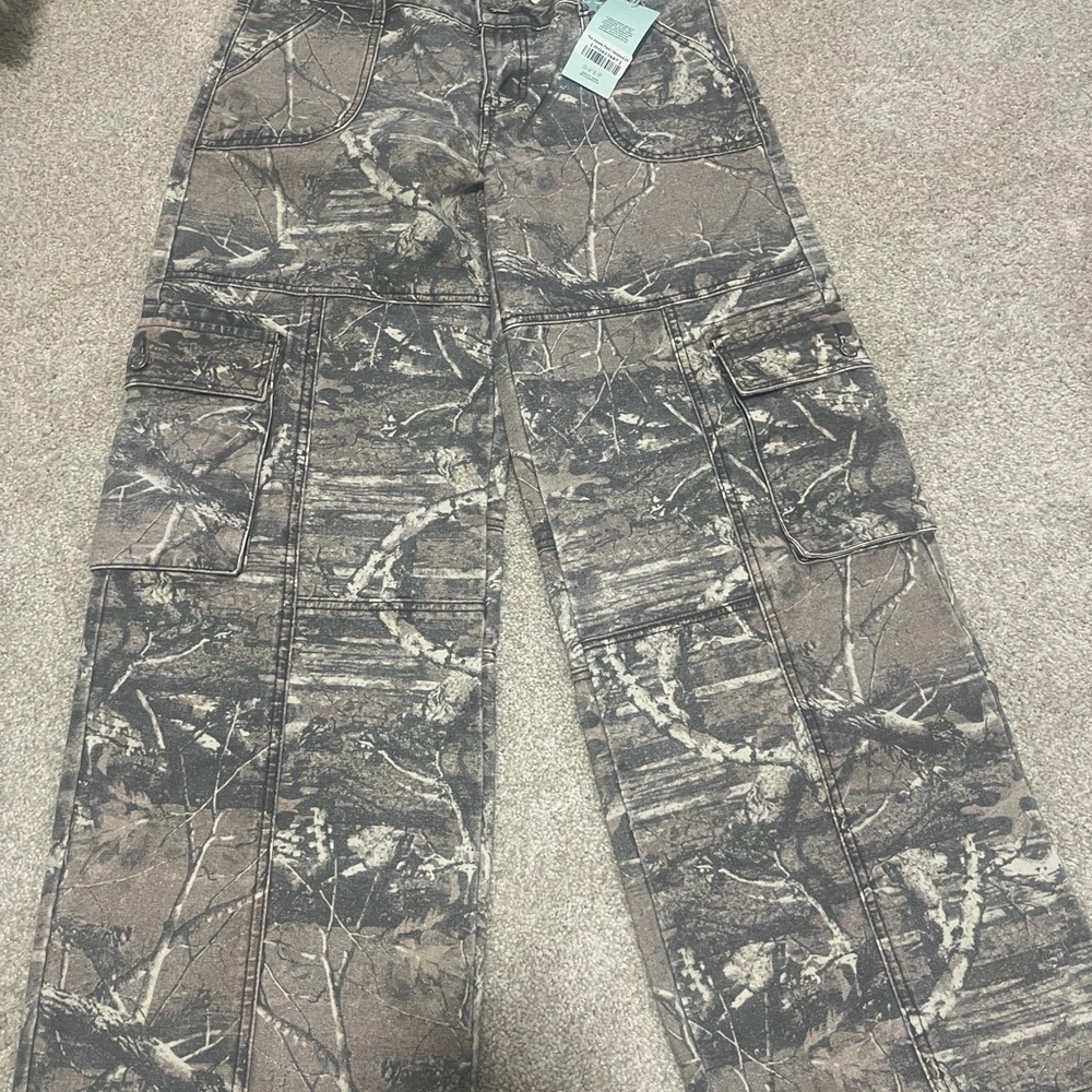 REVICE Brown Camouflage Wide Leg Jeans